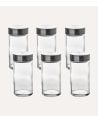 Set de 6 Bote para Especias de Cristal con Tapa Cromada