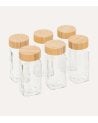 Set de 6 Botes para Especias de Cristal con Tapa de Bambú