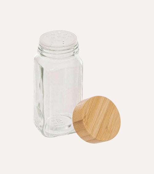 Set de 6 Botes para Especias de Cristal con Tapa de Bambú