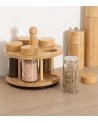 Especiero Cozy con 5 Botes de Cristal y Bambú
