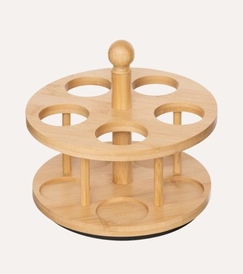 Especiero Cozy con 5 Botes de Cristal y Bambú