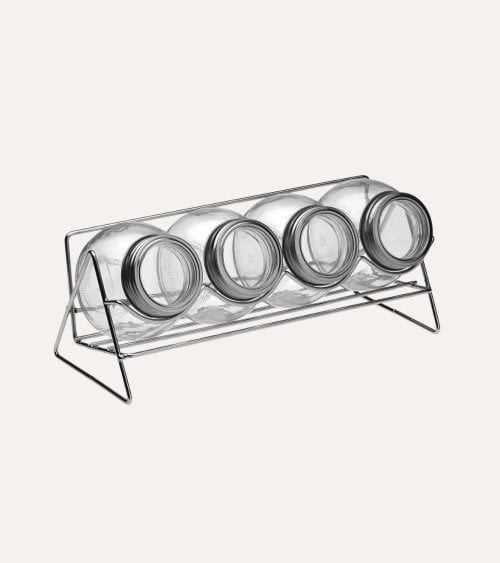 Especiero con 4 Botes de Cristal y Metal