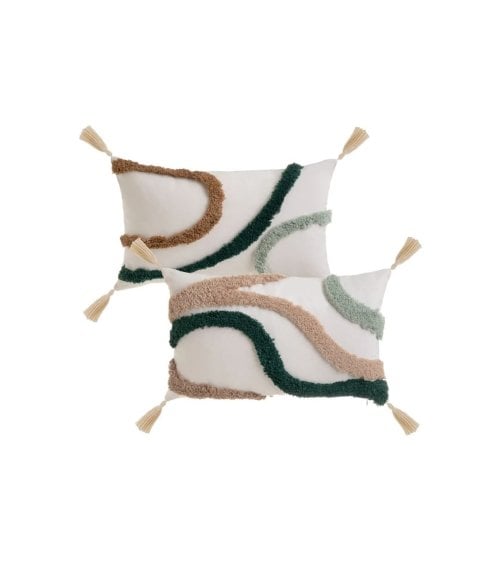 Cojín Crema con Flecos y Ondas en Relieve-3