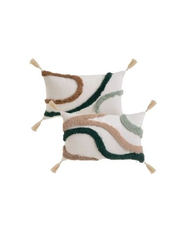 Cojín Crema con Flecos y Ondas en Relieve-3