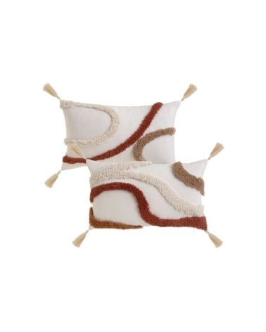 Cojín Crema con Flecos y Ondas en Relieve-4