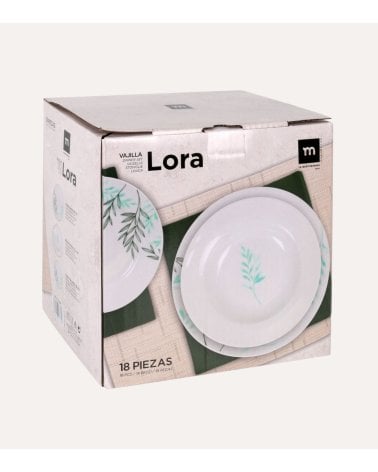 Vajilla de 18 Piezas Lora de Porcelana