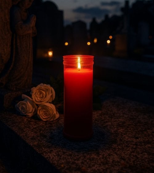 Velón Santo Rojo de Parafina y Cera Vegetal