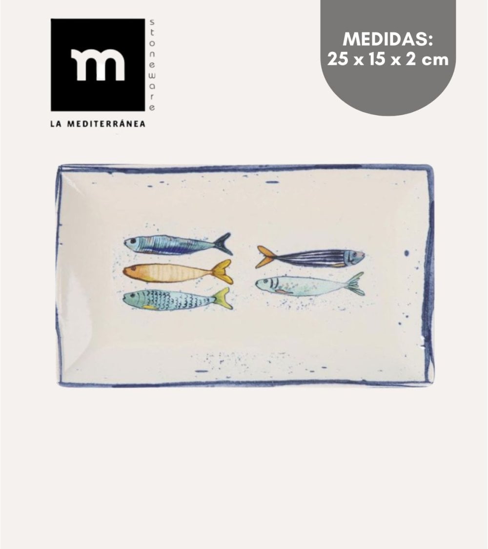 Fuente Rectangular Peixe de Gres