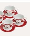 Set de 4 Tazas y Platos Flor de Navidad de Cerámica