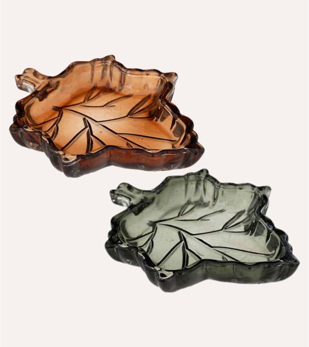 Vacía Bolsillo Hojas Otoñales de Vidrio