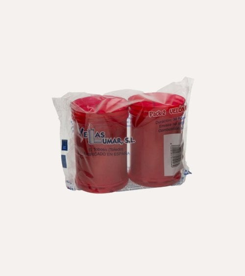Set de 2 Velones Santos Rojos de Parafina y Cera Vegetal