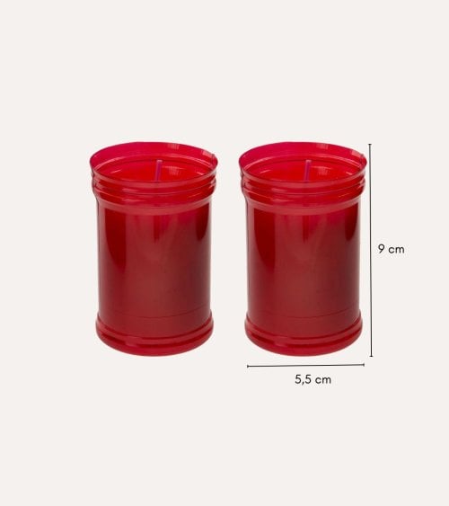Set de 2 Velones Santos Rojos de Parafina y Cera Vegetal