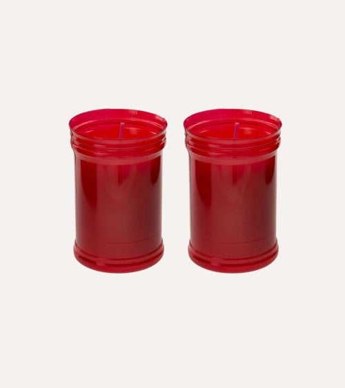 Set de 2 Velones Santos Rojos de Parafina y Cera Vegetal