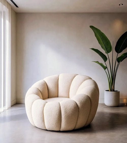 Sillón Fleur de Borreguillo y Madera
