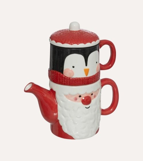 Set de Tetera y Taza Navideña Apilables de Dolomita