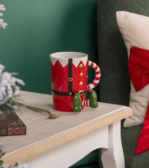 Taza Alta Elfo Navideño con Piernas de Dolomita