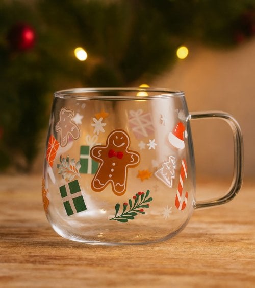 Taza Mug Motivos Navideños de Vidrio