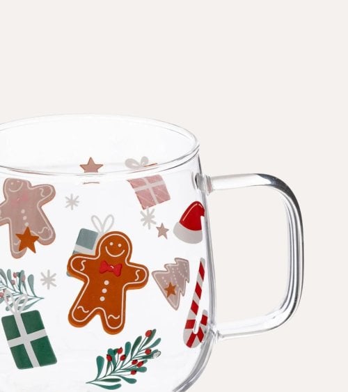 Taza Mug Motivos Navideños de Vidrio