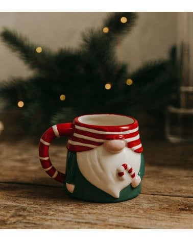 Taza Mug Gnomo con Bastón Navideño de Dolomita