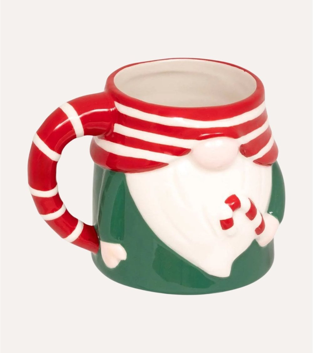 Taza Mug Gnomo con Bastón Navideño de Dolomita