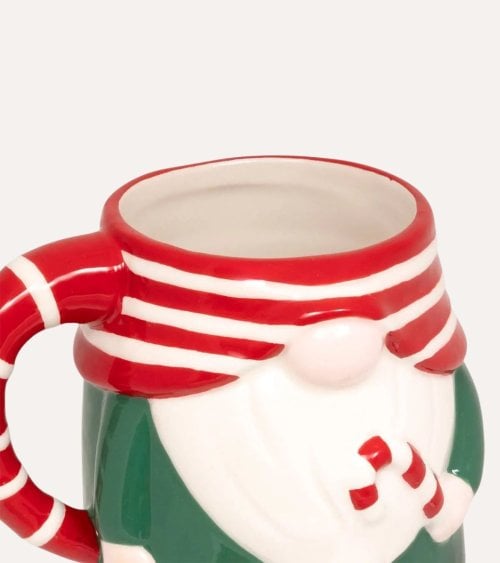 Taza Mug Gnomo con Bastón Navideño de Dolomita