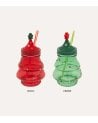 Vaso de Árbol Navideño con Tapa y Pajita de Vidrio