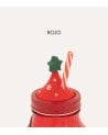 Vaso de Árbol Navideño con Tapa y Pajita de Vidrio