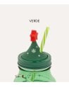 Vaso de Árbol Navideño con Tapa y Pajita de Vidrio