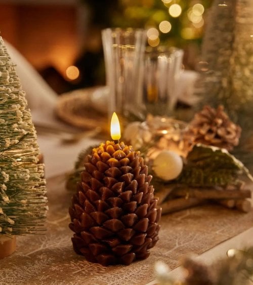 Vela LED de Piña de Pino de Parafina
