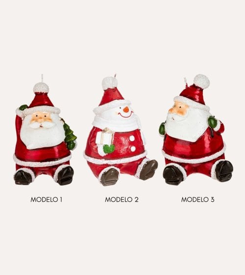 Vela Decorativa de Papá Noel Sentado de Parafina