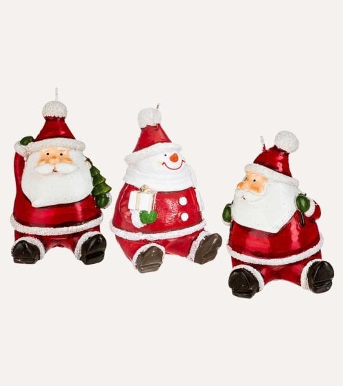 Vela Decorativa de Papá Noel Sentado de Parafina
