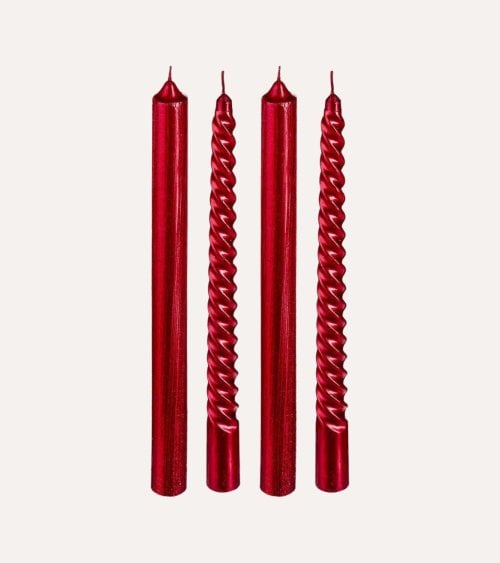 Set de 4 Velas Alta Lisas y Espirales de Parafina