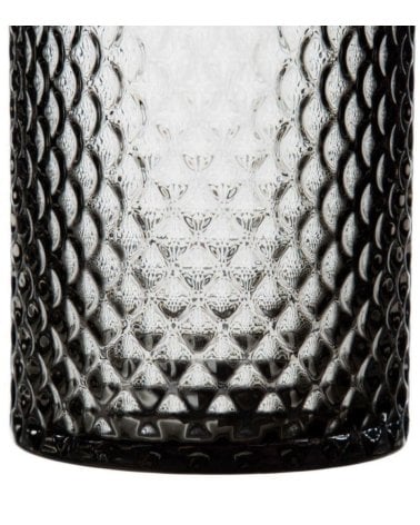 Jarrón de Cristal Tallado con Rombos Gris Oscuro-3