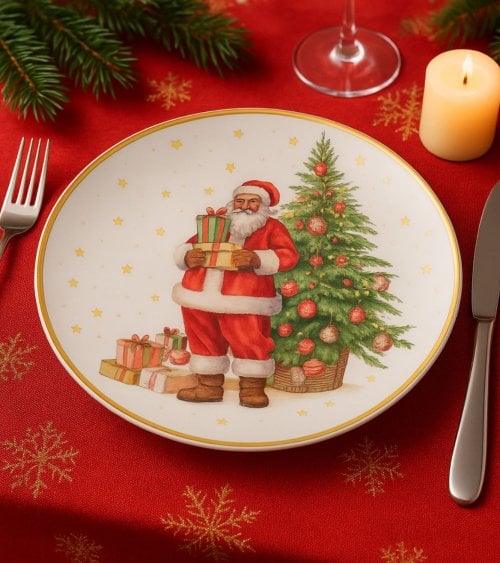 Bajo Plato Papá Noel Vintage de Plástico