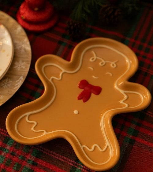 Plato Decorativo Galleta de Jengibre de Cerámica