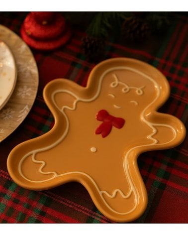 Plato Decorativo Galleta de Jengibre de Cerámica