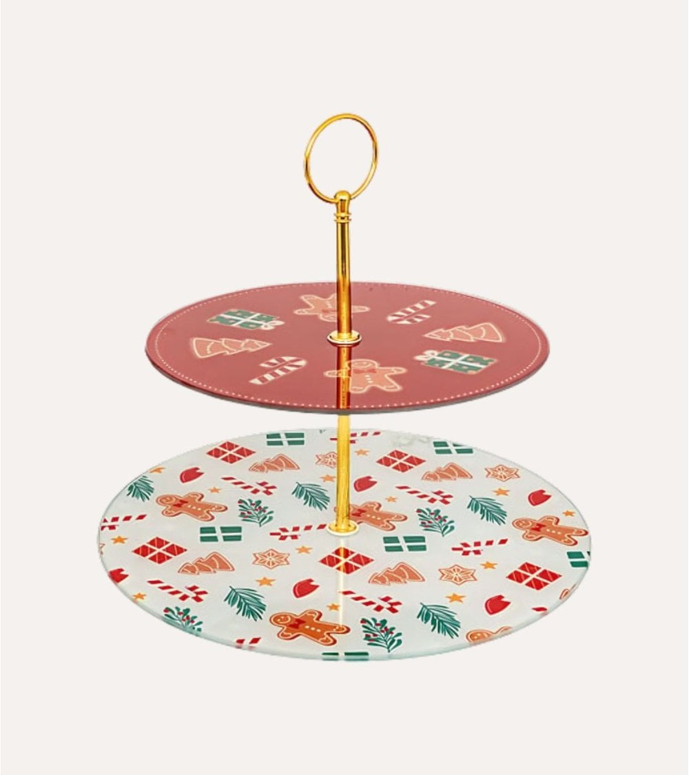 Expositor de 2 Niveles Navideño de Vidrio