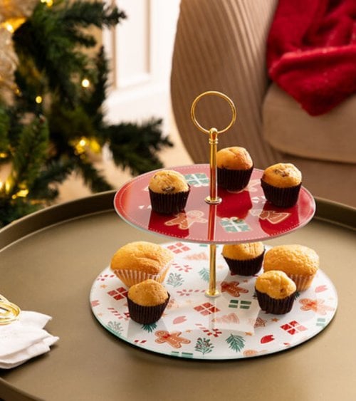 Expositor de 2 Niveles Navideño de Vidrio