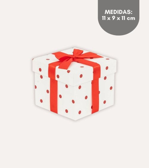 Caja para Regalo Cuadrada Rojo y Blanco de Cartón