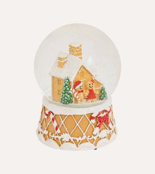 Bola de Nieve con Casita de Jengibre de Poliresina