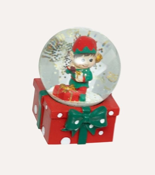 Bola de Nieve Duende Navideño de Poliresina