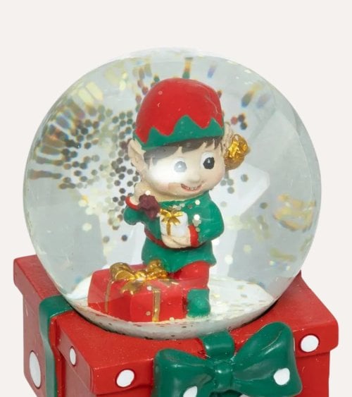 Bola de Nieve Duende Navideño de Poliresina