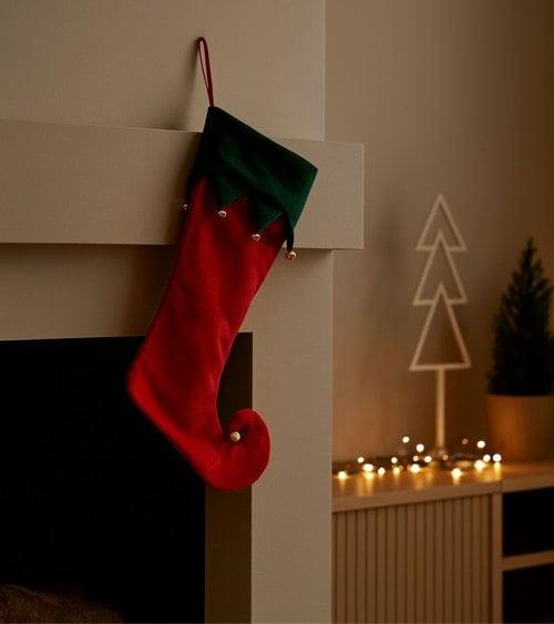 Calcetín Navideño con Cascabeles para Colgar