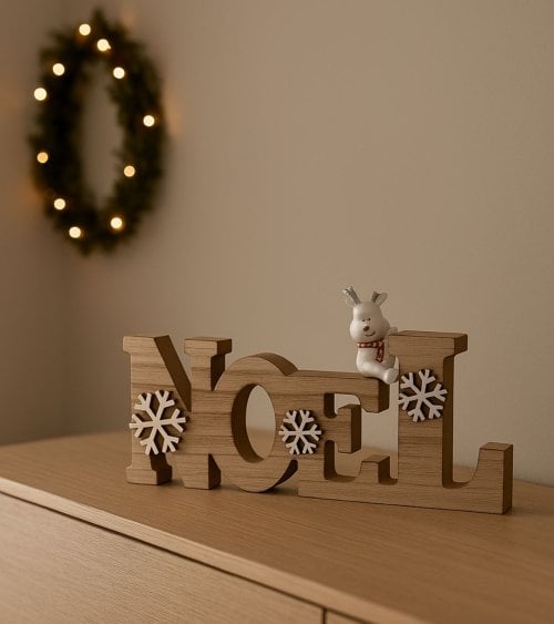 Figura Decorativa Noel de Madera para Navidad