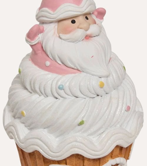 Figura de Cupcake con Papá Noel de Poliresina