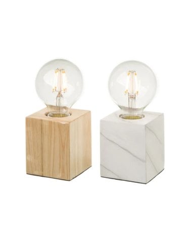 Lámpara de Mesa con Base de Madera y Bombilla Led