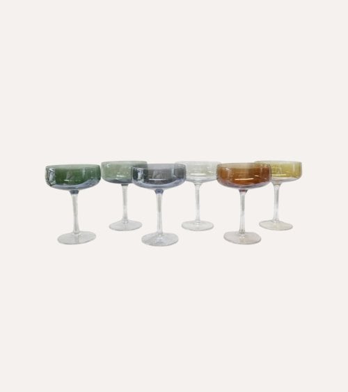 Set de 6 Copas de Champán Lucía de Vidrio Tintado