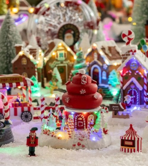 Escena Navideña de Aldea Cupcake de Papá Noel