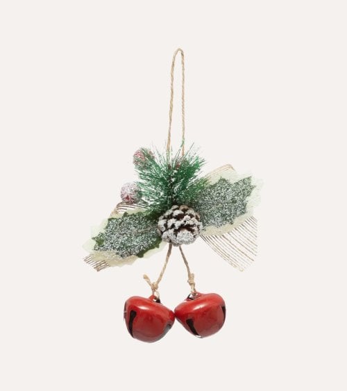 Colgante de Campanas Navideñas con Ramas de Abeto