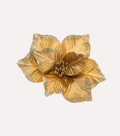 Flor Decorativa Navideña con Pinza para Árbol